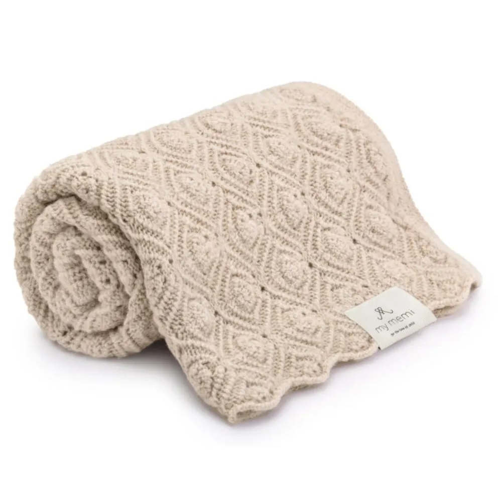 Memi Merino uldtæppe Varm beige perle