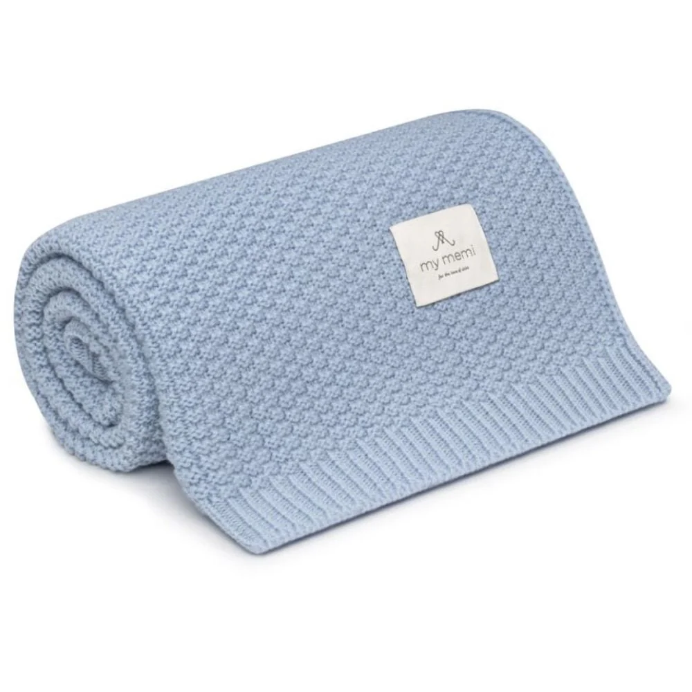 Memi Wool baby tæppe Baby Blue 80x100 cm