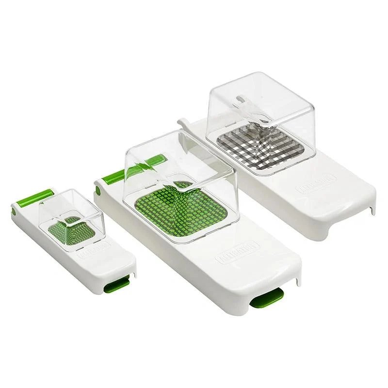 Alligator Chopper Sæt 3-i-1 (3x3 6x6 12x12 mm) Med Opsamlere Og Tilbehør Til Præcis Køkkendicing og Julienne-skæring. Alli...
