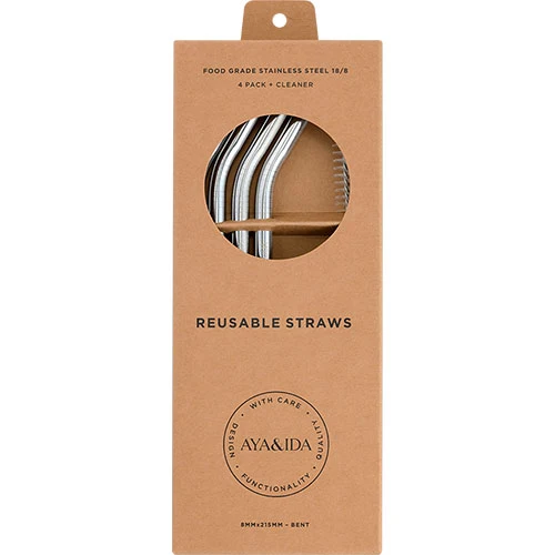 AYA&IDA Smoothie Straw silver - bent | 1 Pakke