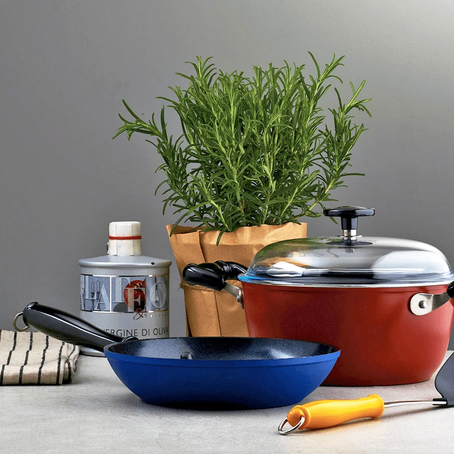 BAKELIT HÅNDTAG NON-STICK FRYPANNE RØD