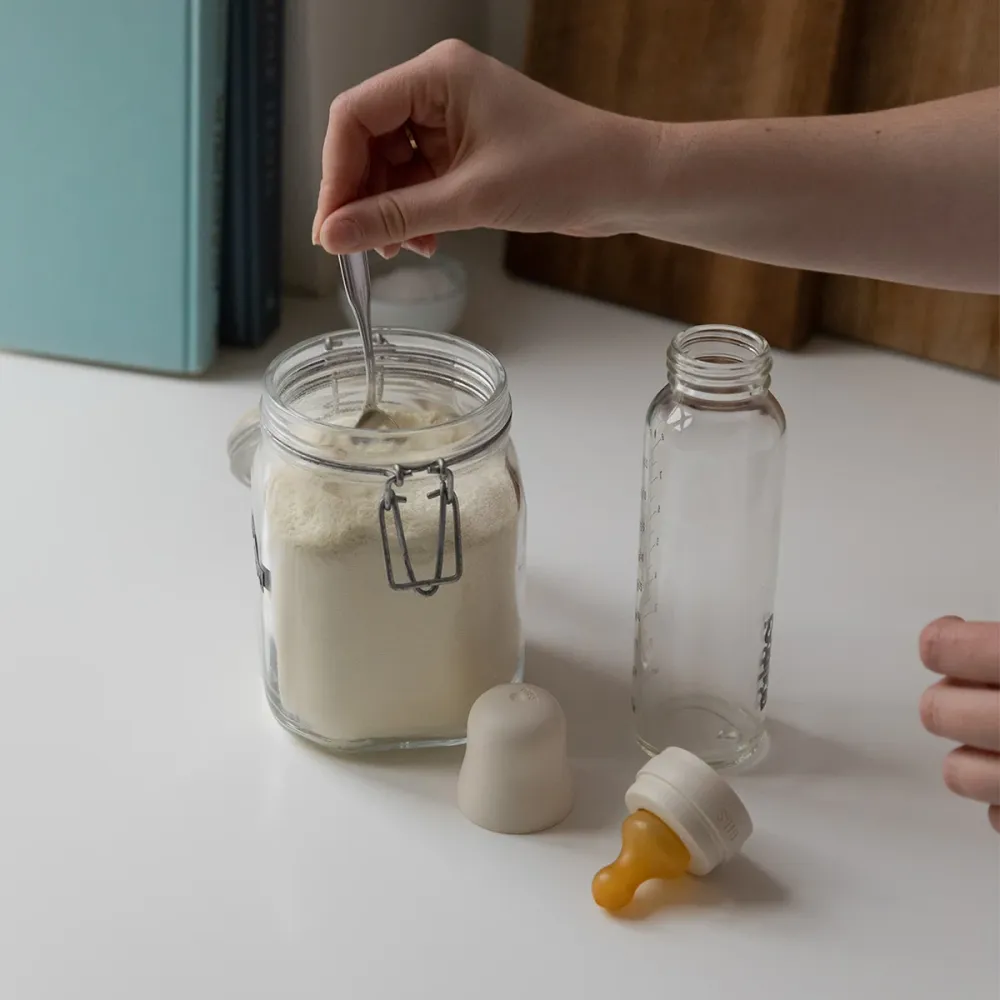 BIBS Baby Glass Bottle Complete Set Latex 225ml Ivory