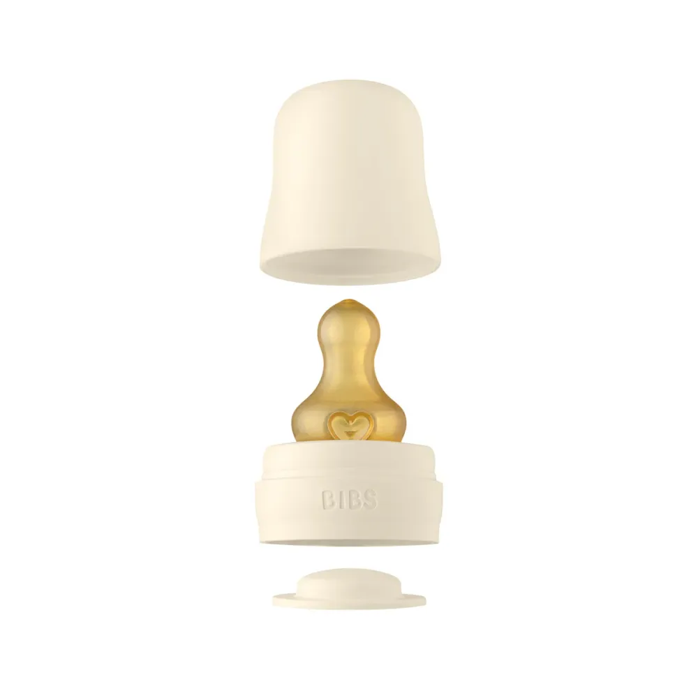 BIBS Baby Glass Bottle Complete Set Latex 225ml Ivory
