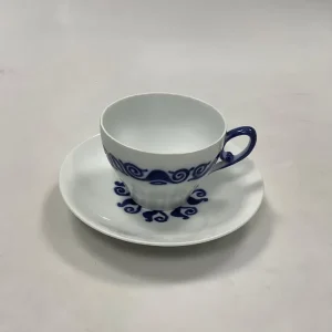 Bing og Grøndahl Art Nouveau Blå og Hvid Kaffekop