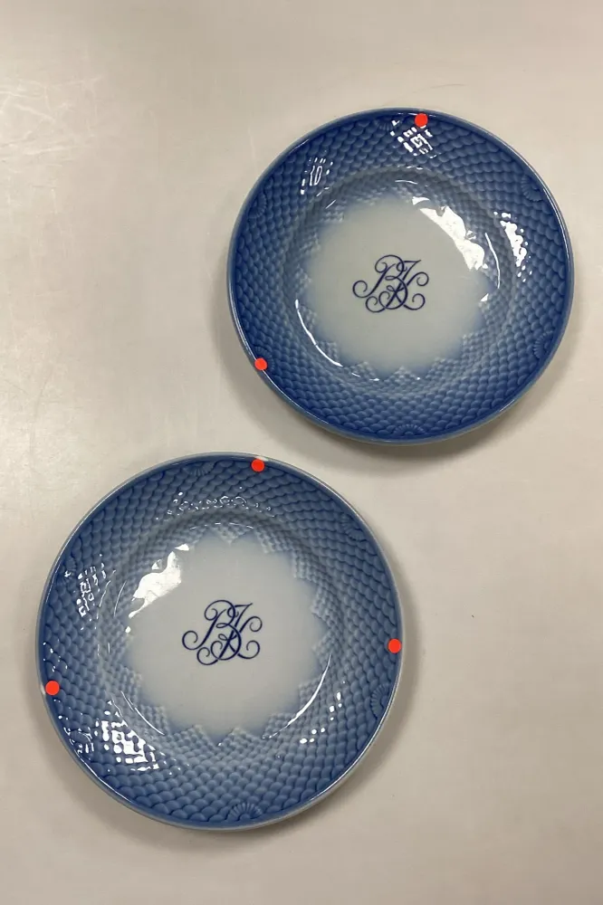 Bing og Grøndahl Blå Tone Hotel med Logo Frokosttallerken No. 712/1007 - SKÅRET