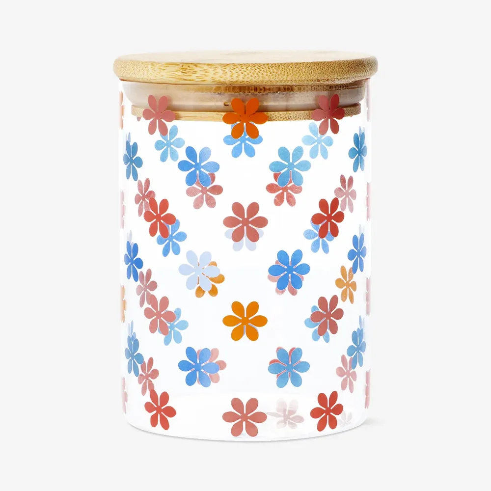 Blomsteropbevaringskrukke med bambuslåg - 620 ml