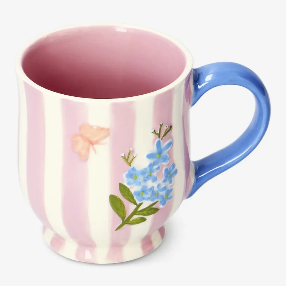 Blomsterrosa stribet krus - 360 ml