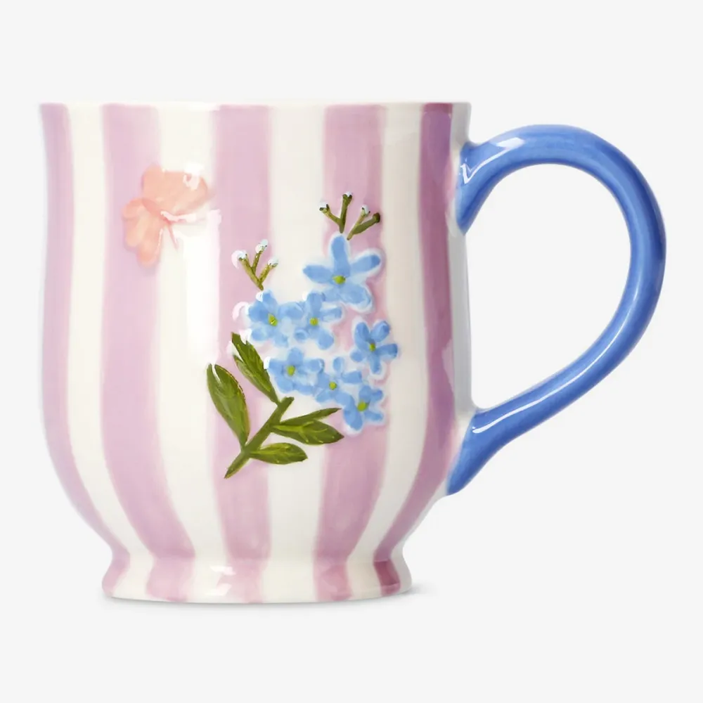 Blomsterrosa stribet krus - 360 ml
