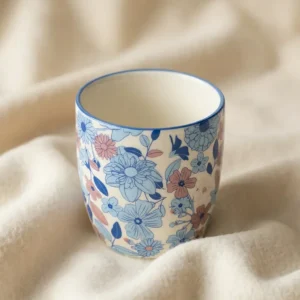 Blå blomstret espressokop