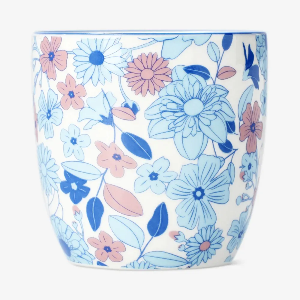 Blå blomstret espressokop