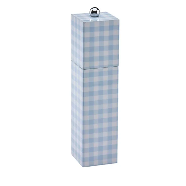 Blue Gingham Salt & Pepper Mill