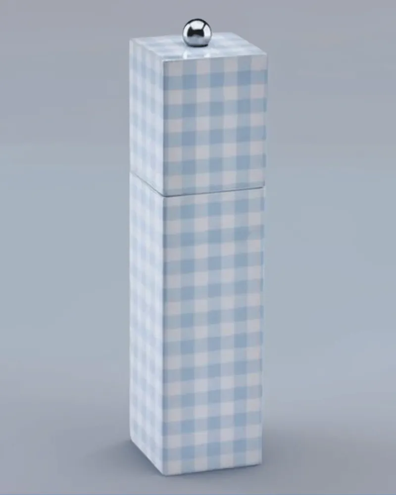 Blue Gingham Salt & Pepper Mill