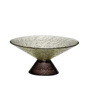Bonbon glasskål, mellem - grøn/brun