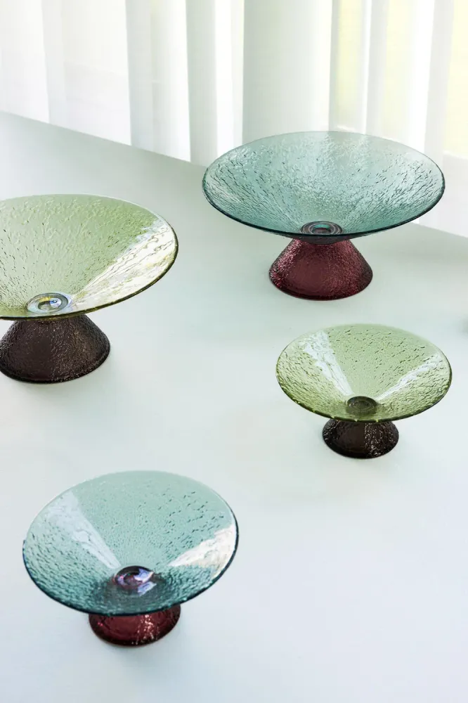 Bonbon glasskål, stor - blå/rød