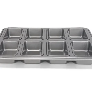 Brødform til 8 stk. mini sølvfarvet - 34 cm