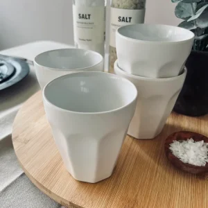 Café krus 250 ml - Hvid porcelæn 4 stk