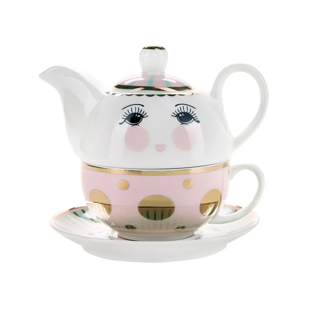 Candy Tea set - hvid/lyserød