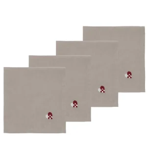 Christmas Hearts Embroidery stofserviet, dark red - 4 stk.