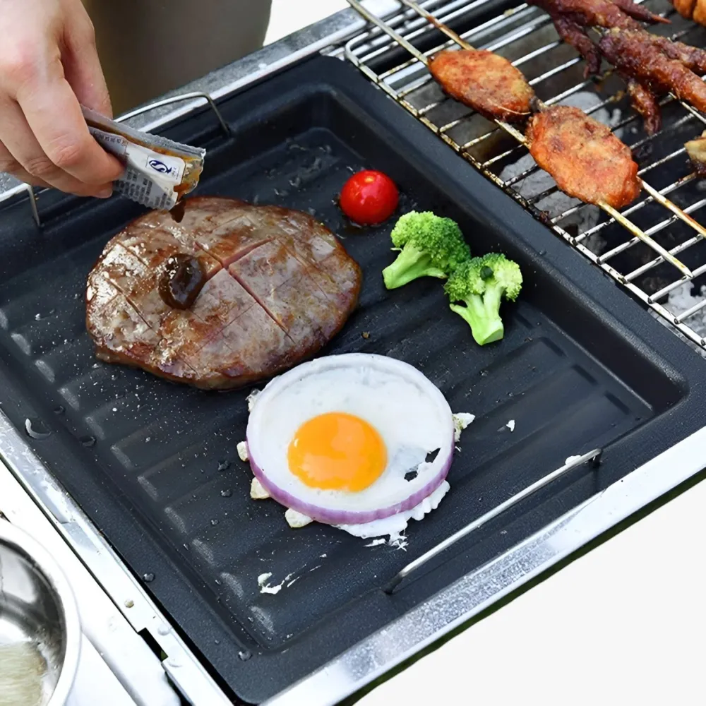 Clifton | Vendbar støbejern grillplade – Perfekt grillning indendørs og udendørs