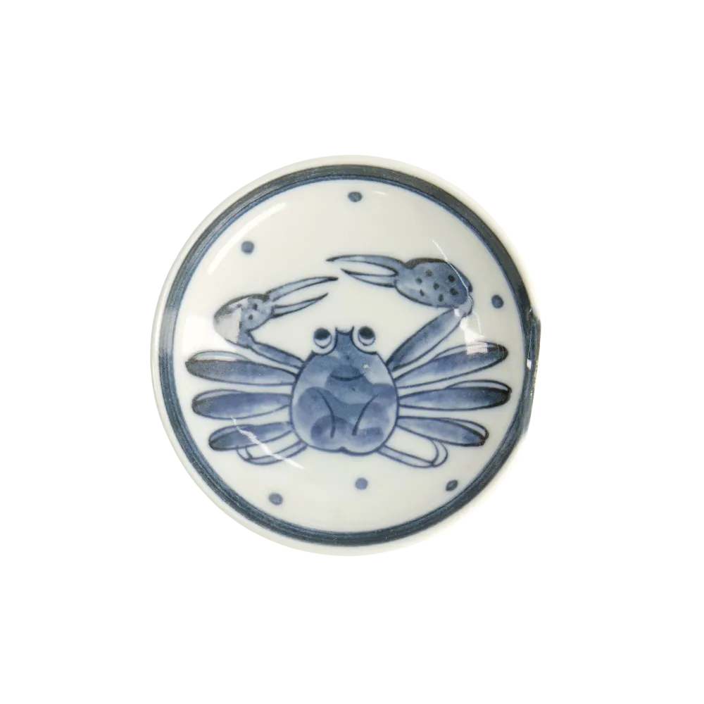 Crab skål med spisepindeholder, blå/hvid - Ø9,4 cm.