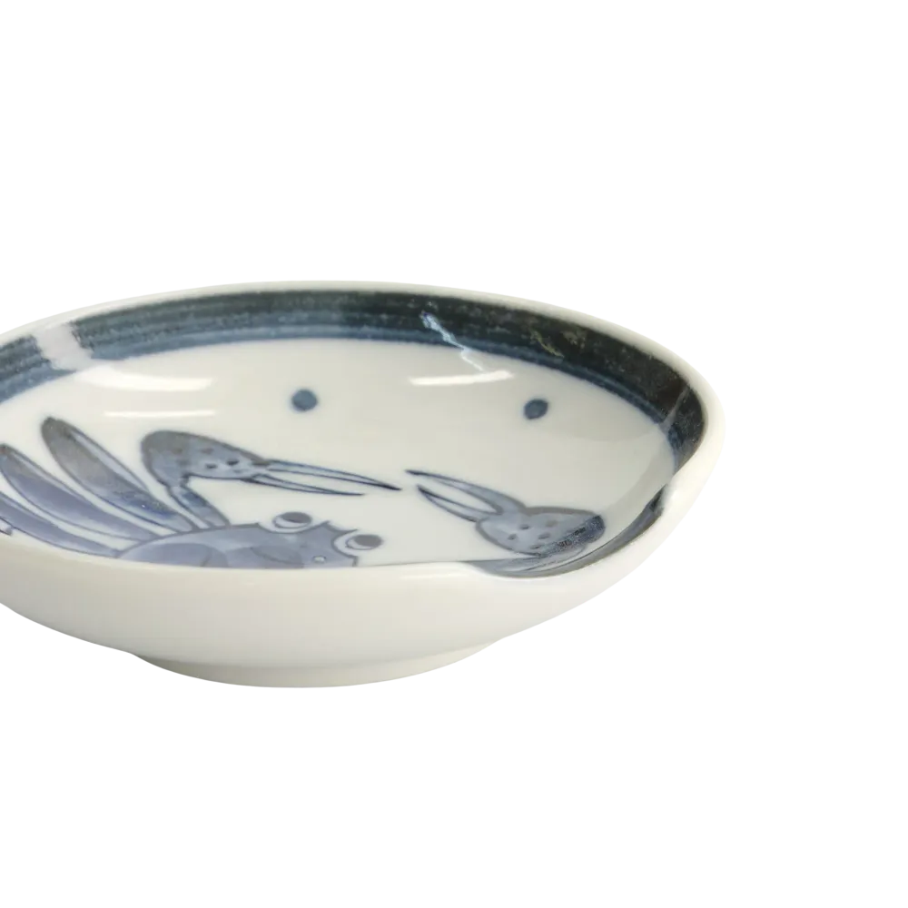 Crab skål med spisepindeholder, blå/hvid - Ø9,4 cm.