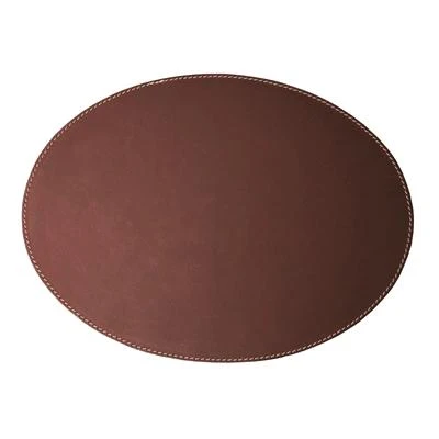 Dækkeserviet i læder - Brun - oval