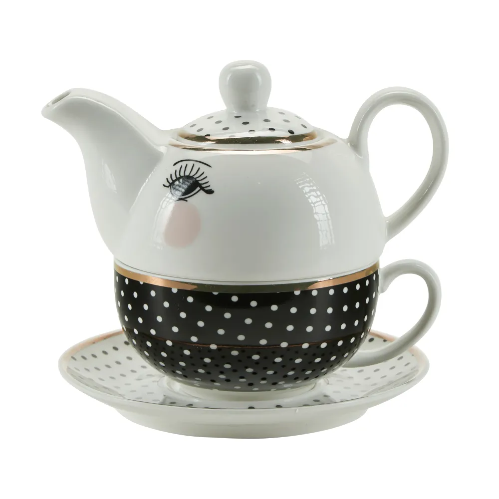 Dots & Stripes tekande - hvid/sort