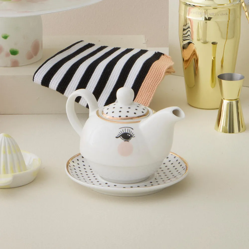 Dots & Stripes tekande - hvid/sort