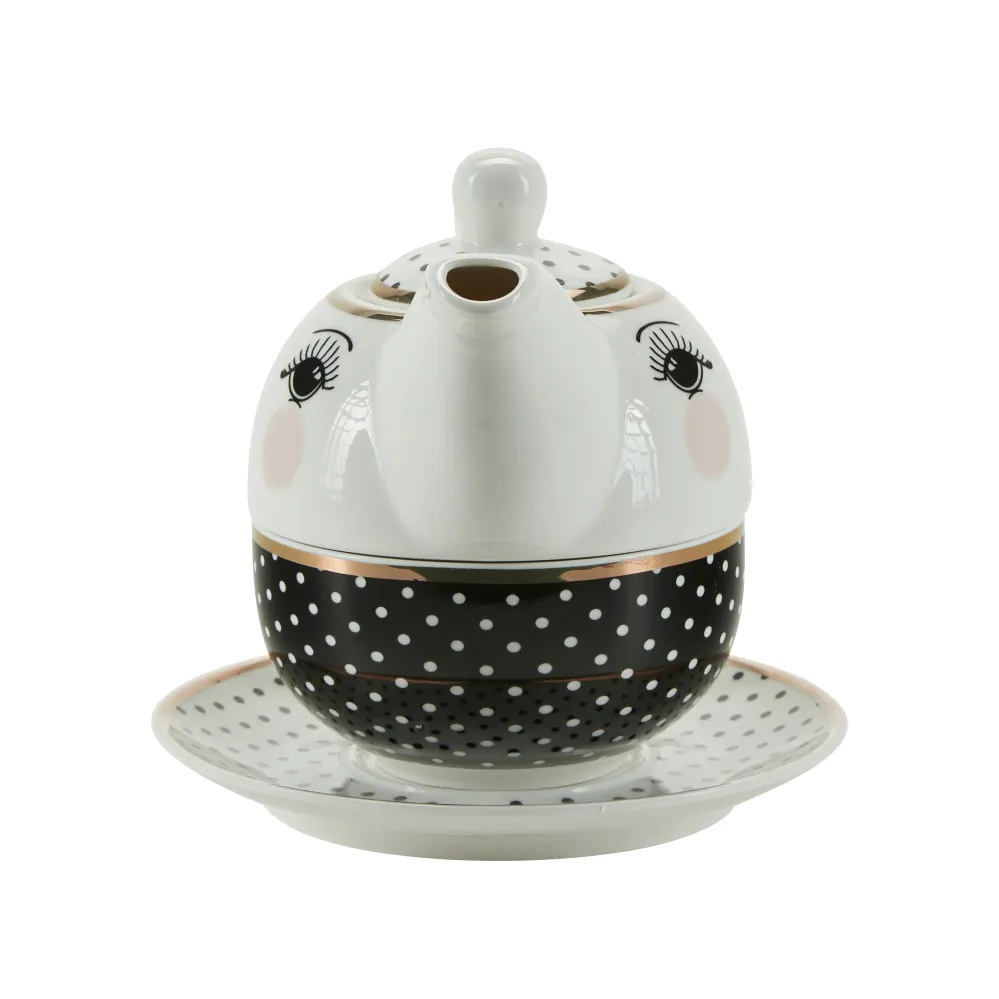 Dots & Stripes tekande - hvid/sort