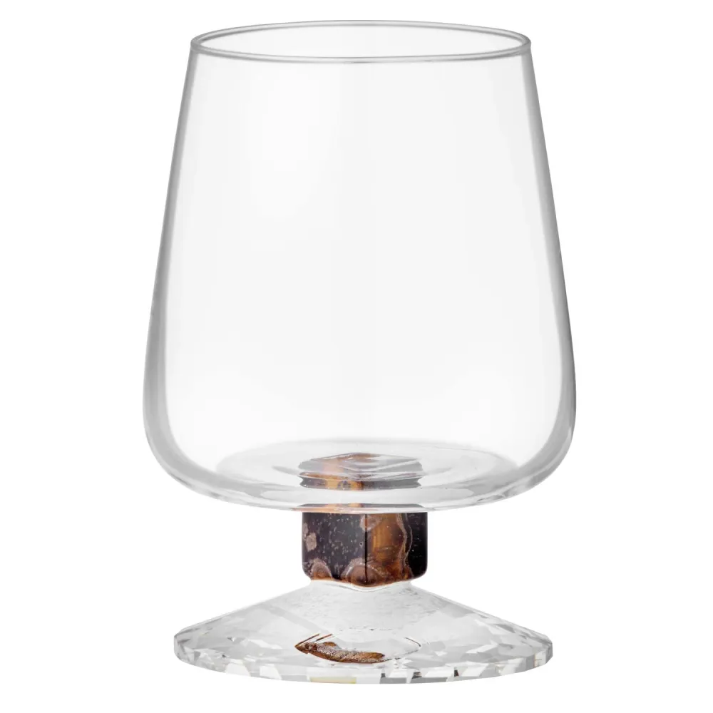 Drikkeglas m. crystal fod, brun/klar - 450 ml