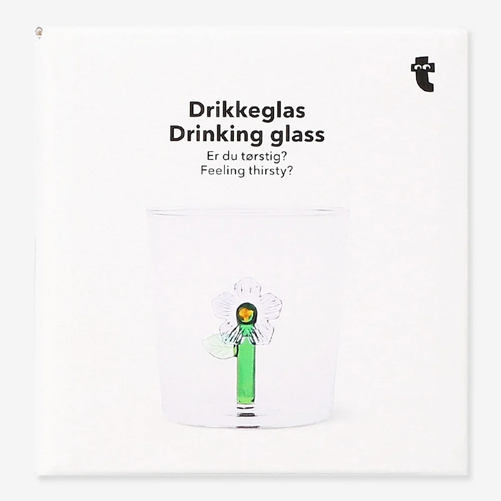Drikkeglas med blomst indeni - 350 ml