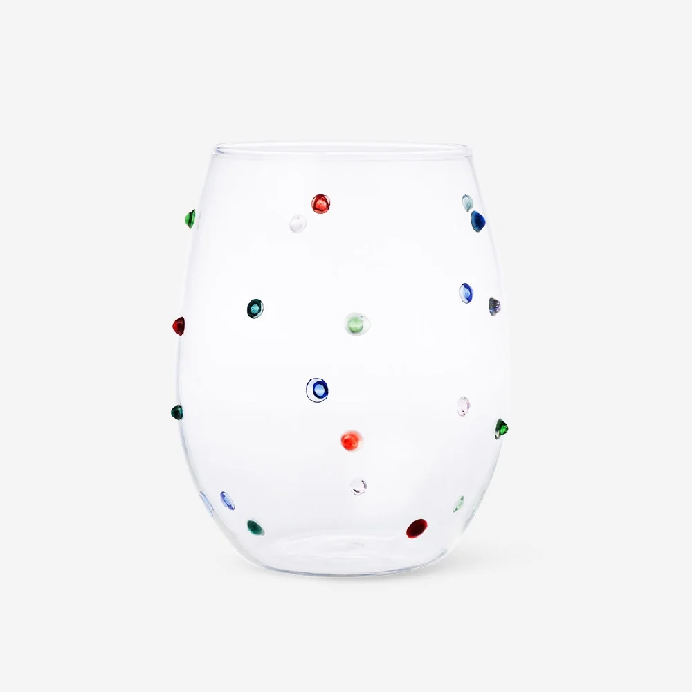 Drikkeglas med flerfarvede prikker