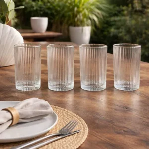 Drikkeglas med riller - 4 stk