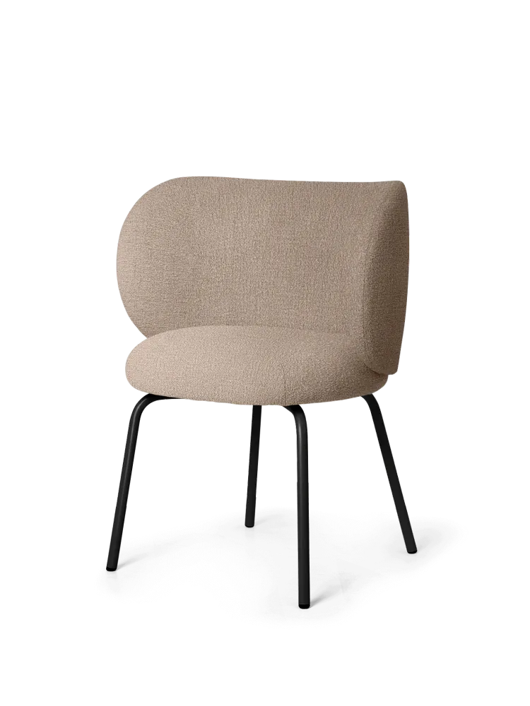 Ergonomic Design Rico Dining Chair - Black - Bouclé - Sand