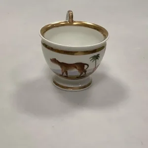 Fransk Kaffekop i Porcelæn malet med Kattedyr