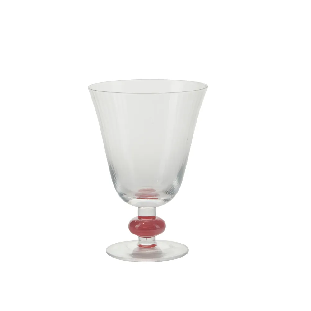 Garden drikkeglas på fod, klar/pink - H13,5 cm.