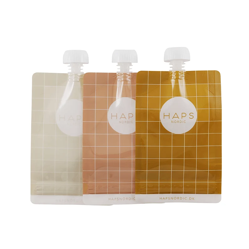 Genanvendelige smoothieposer fra Haps Nordic, 190 ml, tre stk, Warm colors