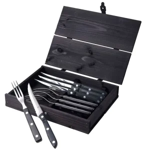 Gense Old Farmer black Steakbestik/grillbestik 8 dele Sort/Stål