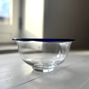Glas skål m. mørkeblå kant - Vintage 58