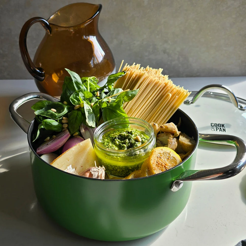 Go Green Honey Gryde med låg 24 cm - Rustfrit stål