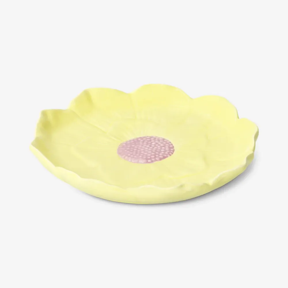 Gul blomstertallerken - 19 cm