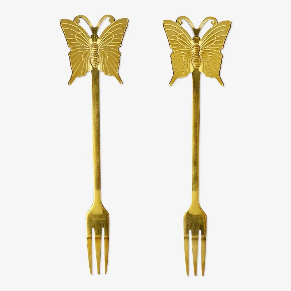Guld snackgafler med sommerfugle - 2 stk.
