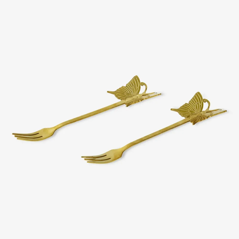 Guld snackgafler med sommerfugle - 2 stk.