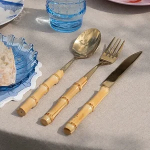 Guldbestik med bambushåndtag - 3 stk.