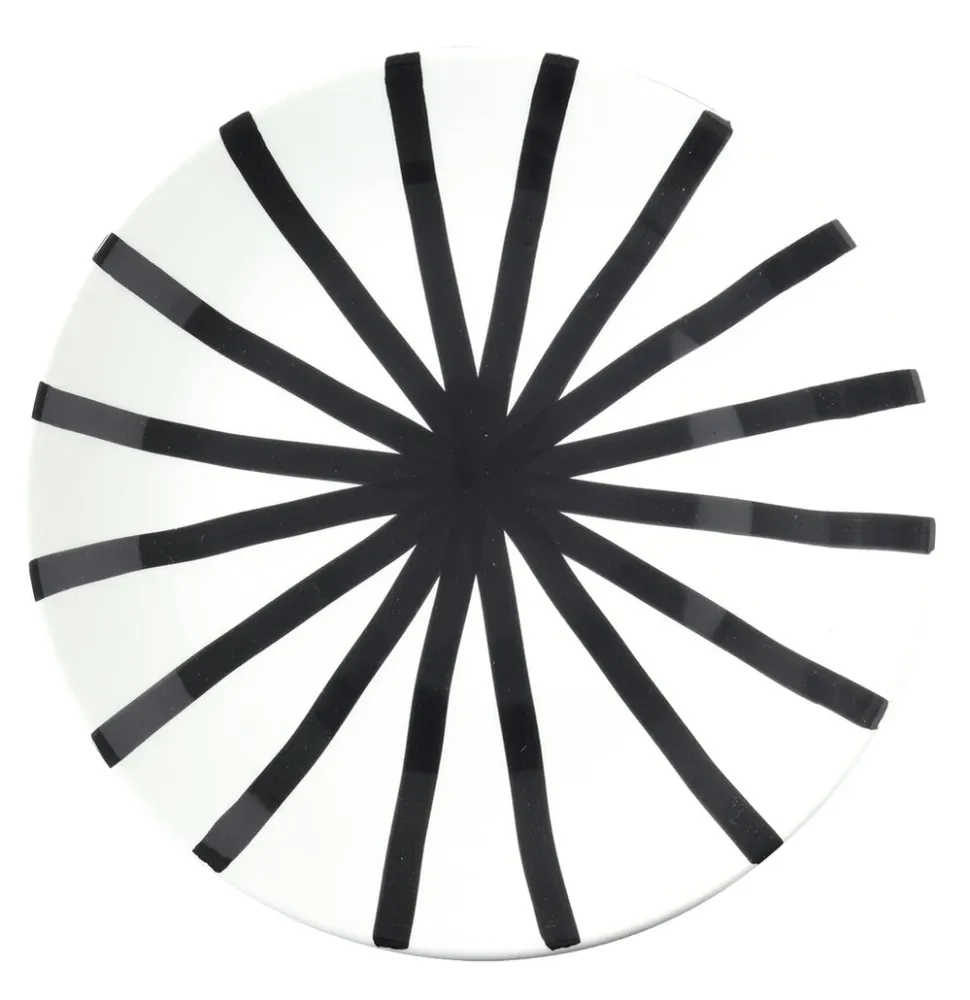 Håndmalet keramik middagstallerken, Nero Ruota - Ø27 cm