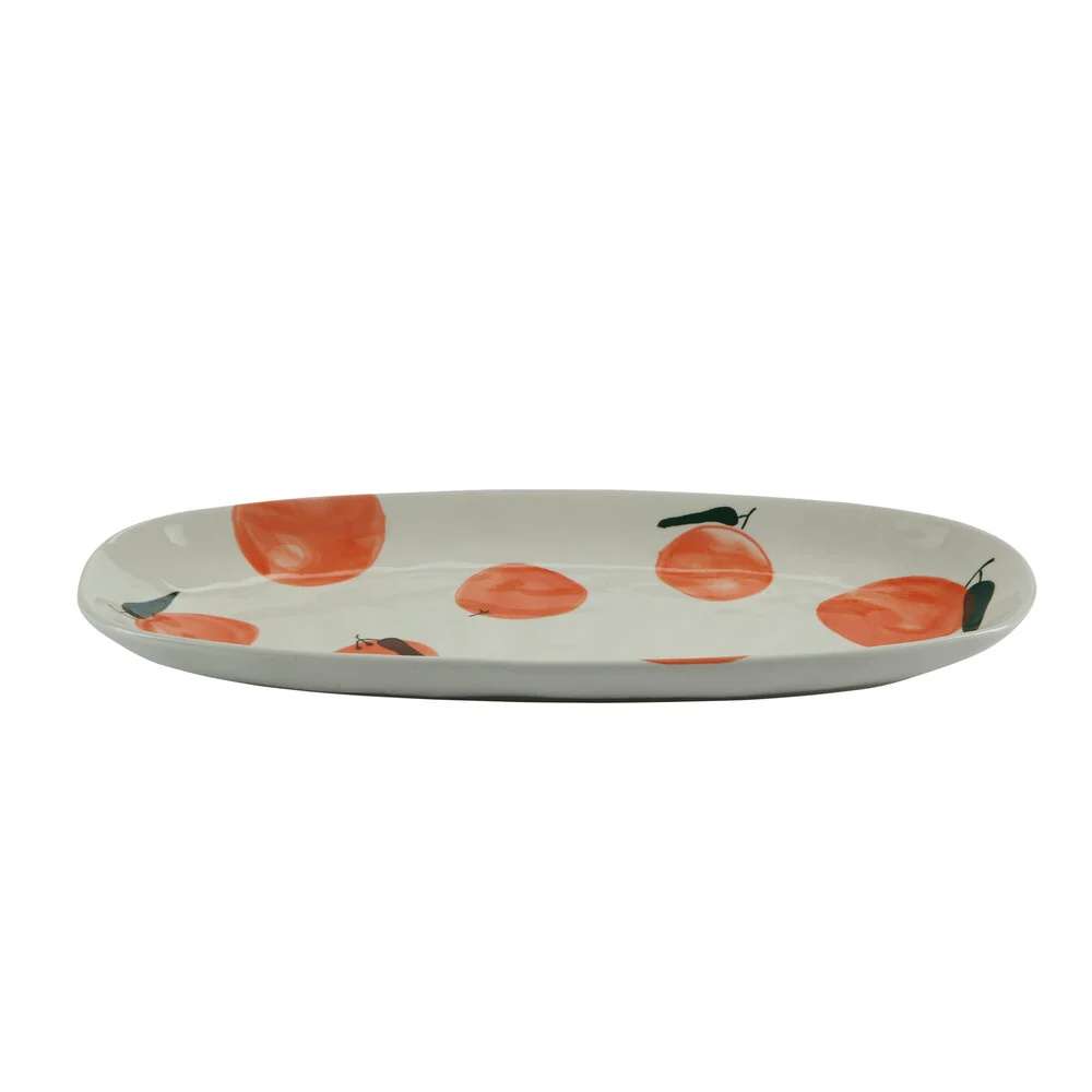 Håndmalet tallerken med appelsin - 13x30 cm