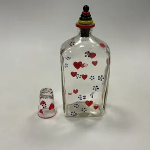 Holmegaard Jacob Bang Kantineflaske med 1 glas Hjerter