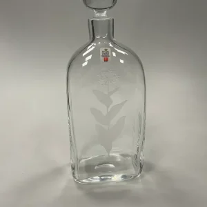 Holmegaard Karaffel i klart glas med gravering af plante