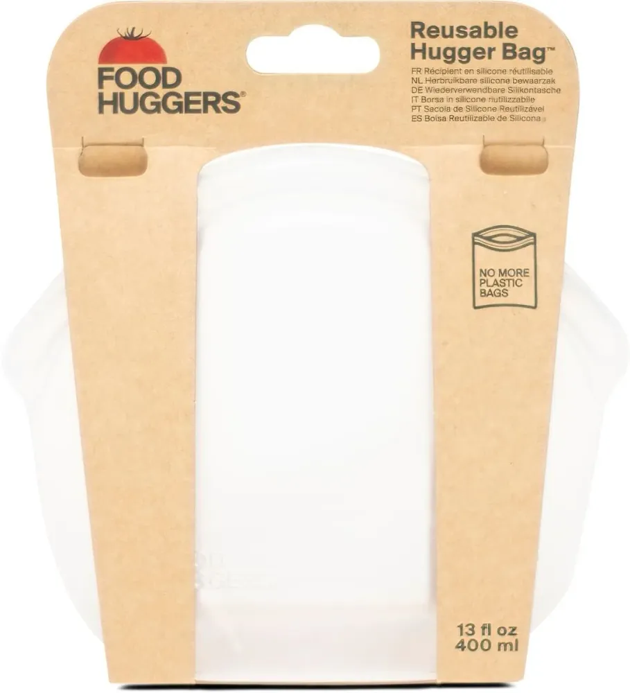 Hugger genanvendelig pose i fødevaregodkendt platinsilikone 400 ml, Clear
