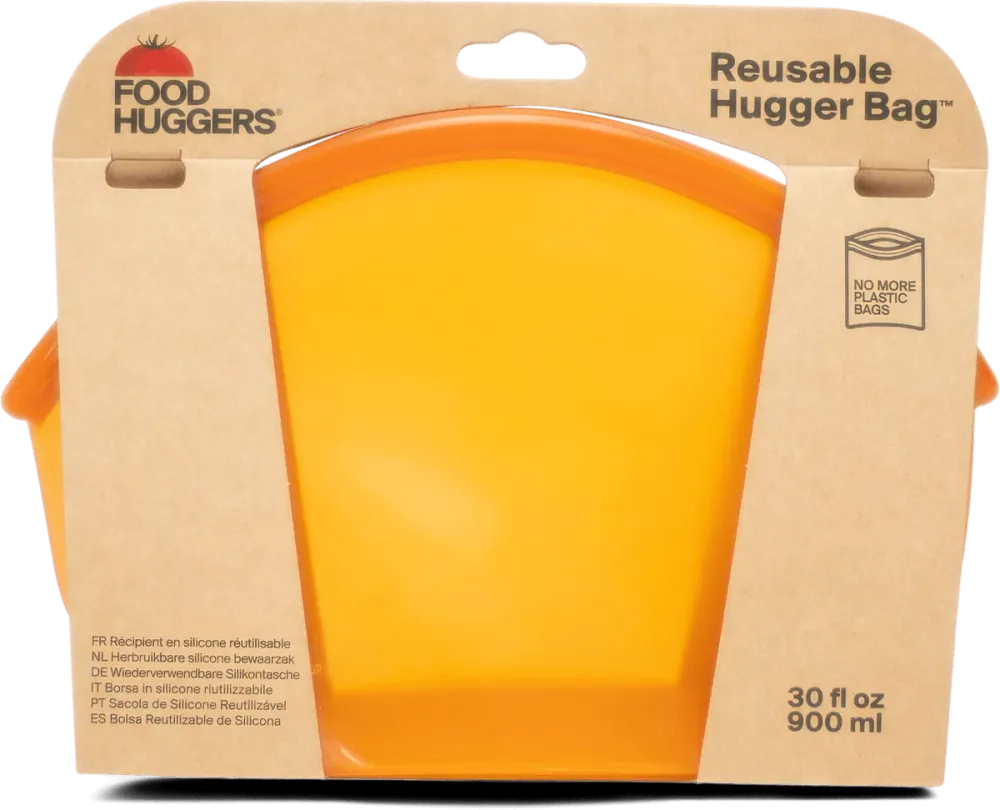 Hugger genanvendelig pose i fødevaregodkendt platinsilikone 900 ml, Amber